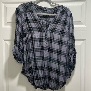 Torrid Plaid Blouse with 3/4 Sleeves